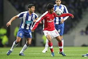 FC Porto v Arsenal 2008-9 Collection: Carlos Vela (Arsenal) Pedro Emanuel (FC Porto)