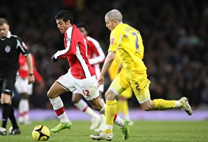 Images Dated 16th February 2009: Carlos Vela (Arsenal) Ross McCormack (Cardiff)