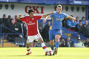 Images Dated 2nd May 2009: Carlos Vela (Arsenal) Sean Davis (Portsmouth)