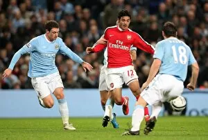 Images Dated 2nd December 2009: Carlos Vela (Arsenal) Wayne Bridge and Gareth Barry (Man City). Manchester City 3