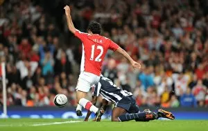 Arsenal v West Bromwich Albion - Carling Cup 2009-10 Collection: Carlos Vela beats Leon Barnett