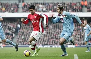Arsenal v West Ham United 2008-9 Collection: Carls Vela (Arsenal) Valon Behrami (West Ham)
