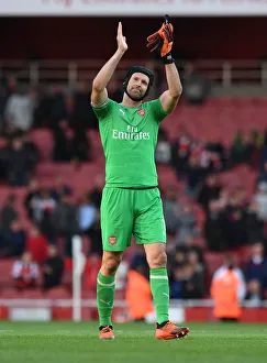 Arsenal V Everton 2018-19 Prints: Cech Celebrates with Arsenal Fans: Arsenal v Everton, Premier League 2018-19