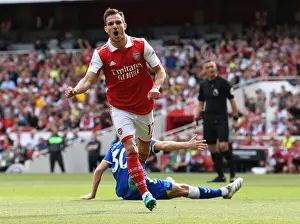Arsenal V Everton 2021-22 Prints: Cedric Soares Thrilling Last-Minute Goal: Arsenal Secures Victory over Everton (May 2022)