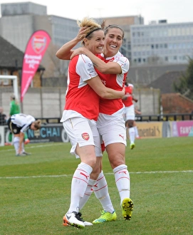 Arsenal Ladies V Notts County Ladies 3rd April 2016 Prints: Celebrating Arsenal Ladies FA Cup Winning Moment: Smith and Williams Unforgettable Goal and Penalty Triumph