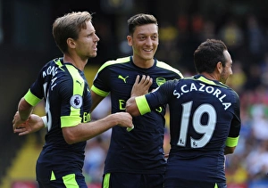 Watford V Arsenal 2016-17 Prints: Celebrating Arsenal's First Goal: Cazorla