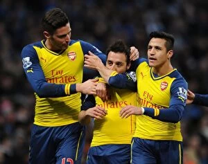Images Dated 18th January 2015: Celebrating Glory: Cazorla, Giroud, Sanchez's Unforgettable Goal Connection