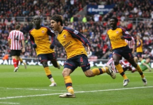 Celebrating Glory: Fabregas, Sagna, and Toure Rejoice in Arsenal's Draw Against Sunderland, 2008