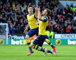 Burnley V Arsenal 2014/15 Prints: Celebrating Glory: Ramsey and Bellerin's Unforgettable Goal Connection (Burnley vs Arsenal)