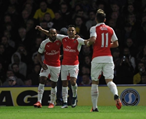 Celebrating Glory: Walcott, Sanchez, and Ozil's Unforgettable Goal Moment (Watford vs Arsenal, 2015/16)