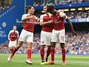 Celebrating a Goal: Mkhitaryan, Iwobi, and Bellerin (Chelsea vs Arsenal, 2018-19)