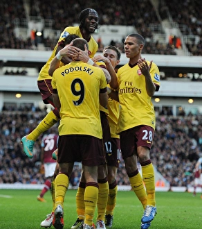 West Ham United V Arsenal 2012-13 Prints: Celebrating a Goal: Olivier Giroud