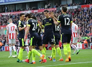Stoke City V Arsenal 2016-17 Prints: Celebrating a Goal: Olivier Giroud and Granit Xhaka (Stoke City vs. Arsenal, 2016-17)