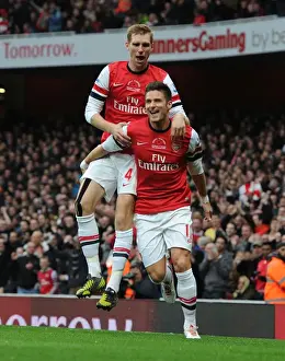 Celebrating a Goal: Olivier Giroud and Per Mertesacker (Arsenal vs. Fulham, 2012-13)
