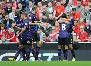 Liverpool V Arsenal 2012-13 Prints: Celebrating a Goal: Podolski, Arteta