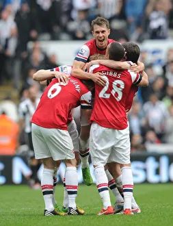 Newcastle United V Arsenal 2012-13 Prints: Celebrating Victory: Arsenal's Koscielny, Mertesacker, Ramsey, Gibbs, and Rosicky