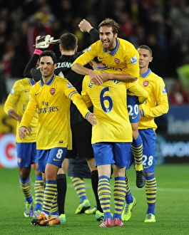 Celebrating Victory: Flamini, Koscielny, and Arteta (Cardiff City vs. Arsenal, 2013-14)