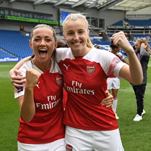 Brighton And Hove Albion Women V Arsenal Women 2018-19 Prints: Celebrating Victory: Leah Williamson and Katie McCabe of Arsenal Women