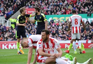 Stoke City V Arsenal 2016-17 Prints: Celebrating Victory: Olivier Giroud and Nacho Monreal's Goal Dance (Stoke City vs)