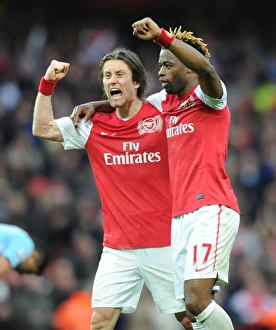 Arsenal V Manchester City 2011-12 Prints: Celebrating Victory: Rosicky and Song