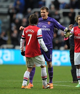 Celebrating Victory: Rosicky and Szczesny of Arsenal