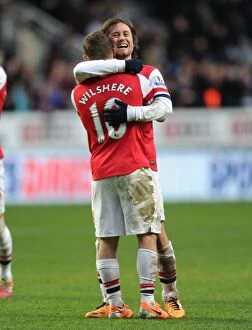 Newcastle United Collection: Celebrating Victory: Rosicky and Wilshere Rejoice after Arsenal's Win against Newcastle United