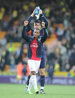 Norwich City V Arsenal 2011-12 Prints: Celebrating Victory: Theo Walcott and Wojciech Szczesny