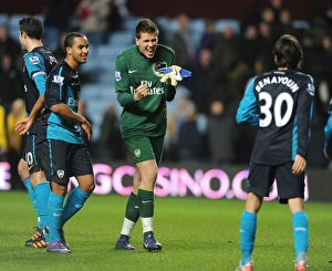 Aston Villa V Arsenal 2011-12 Prints: Celebrating Victory: Walcott, Szczesny, and Benayoun (Aston Villa vs. Arsenal, 2011-12)