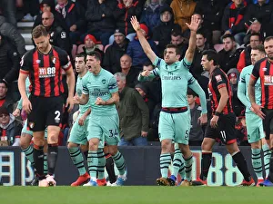 AFC Bournemouth V Arsenal 2018-19 Prints: Celebrating Victory: Xhaka and Sokratis of Arsenal