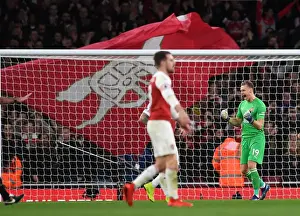 Celebrating the Win: Bernd Leno's Exultant Moment after Arsenal's Victory over Tottenham Hotspur (2018-19)