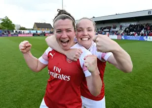 Arsenal Women V Manchester City Women 2018-19 Prints: Celebration: Arsenal Women's Emma Mitchell and Kim Little