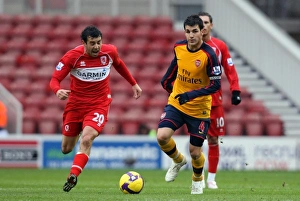 Middlesbrough v Arsenal 2008-09 Collection: Ces Fabregas (Arsenal) Julio Arca (Middlesbrough)