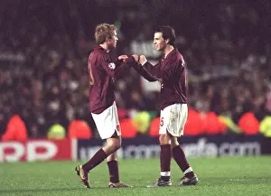 Classic Match Prints: Cesc Fabregas and Alex Hleb (Arsenal) celebrates at the end of the match