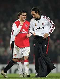 Cesc Fabregas (Arsenal) and Alessandro Nesta (AC Milan) swap shirts after the match