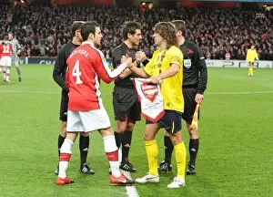 Arsenal v Barcelona 2009-10 Collection: Cesc Fabregas (Arsenal) Carlos Puyol (Barcelona). Arsenal 2: 2 Barcelona