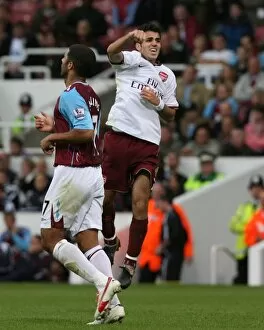 Images Dated 1st October 2007: Cesc Fabregas (Arsenal) celebrates at the full time whistle