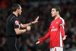 Cesc Fabregas (Arsenal) chats with the Referee. Arsenal 0:3 Chelsea. Barclays Premier League