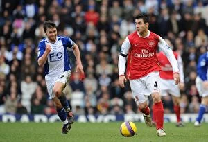 Images Dated 24th February 2008: Cesc Fabregas (Arsenal) Damien Johnson (Birmingham City)