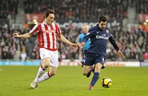 Images Dated 27th February 2010: Cesc Fabregas (Arsenal) Dean Whitehead (Stoke). Stoke City 1: 3 Arsenal