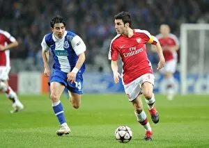 Images Dated 17th February 2010: Cesc Fabregas (Arsenal) Fucile (Porto). FC Porto 2: 1 Arsenal, UEFA Champions League