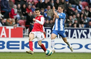 Wigan Athletic v Arsenal 2007-08 Collection: Cesc Fabregas (Arsenal) Jason Koumas (Wigan)