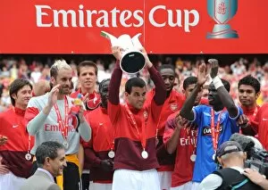 Cesc Fabregas (Arsenal) lifts the Emirates Cup