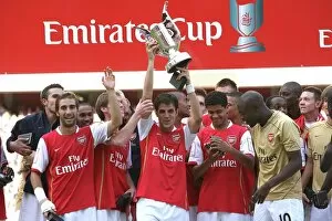Images Dated 1st August 2007: Cesc Fabregas (Arsenal) lifts the Emirates Trophy