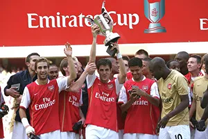 Images Dated 1st August 2007: Cesc Fabregas (Arsenal) lifts the Emirates Trophy
