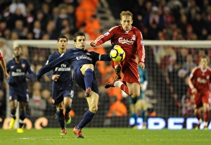 Liverpool v Arsenal 2009-10 Gallery: Cesc Fabregas (Arsenal) Lucas (Liverpool). Liverpool 1: 2 Arsenal, Barclays Premier League