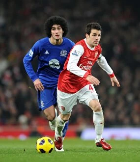 Images Dated 1st February 2011: Cesc Fabregas (Arsenal) Marouane Fellaini (Everton). Arsenal 2: 1 Everton