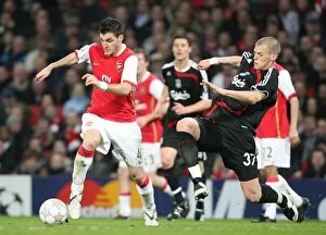 Arsenal v Liverpool Champions League 2007-08 Collection: Cesc Fabregas (Arsenal) Martin Skrtel (Liverpool)