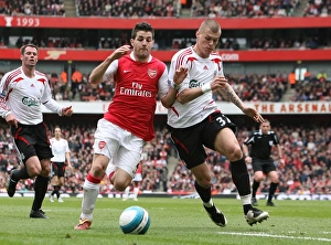 Arsenal v Liverpool 2007-08 Collection: Cesc Fabregas (Arsenal) Martin Skrtel (Liverpool)