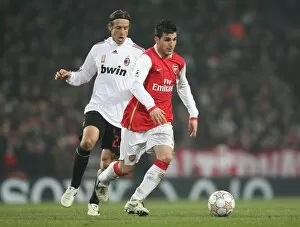 Images Dated 21st February 2008: Cesc Fabregas (Arsenal) Massimo Ambrosini (AC Milan)
