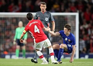 Arsenal v Manchester United - Champions League 2008-09 Collection: Cesc Fabregas (Arsenal) Michael Carrick (Man Utd)